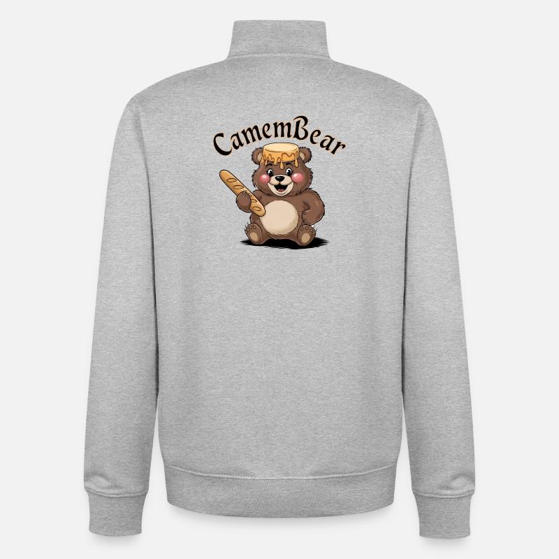 Bär mit Honig und Baguette - Unisex Organic Zip Sweatshirt von Stanley/Stella - Grau meliert