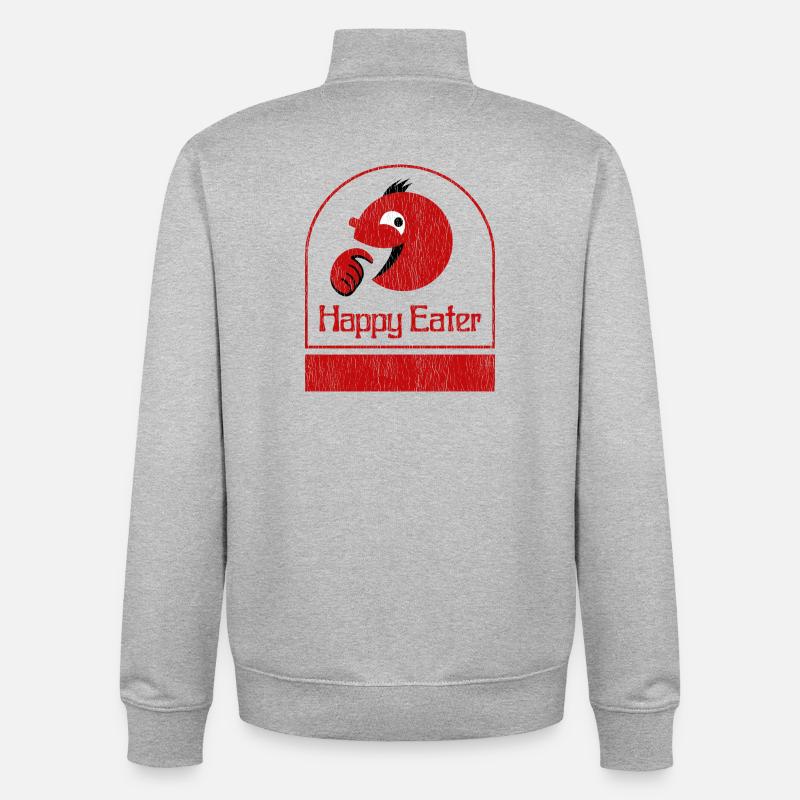 Happy Eater Design Distressed - Unisex Organic Zip Sweatshirt von Stanley/Stella - Grau meliert