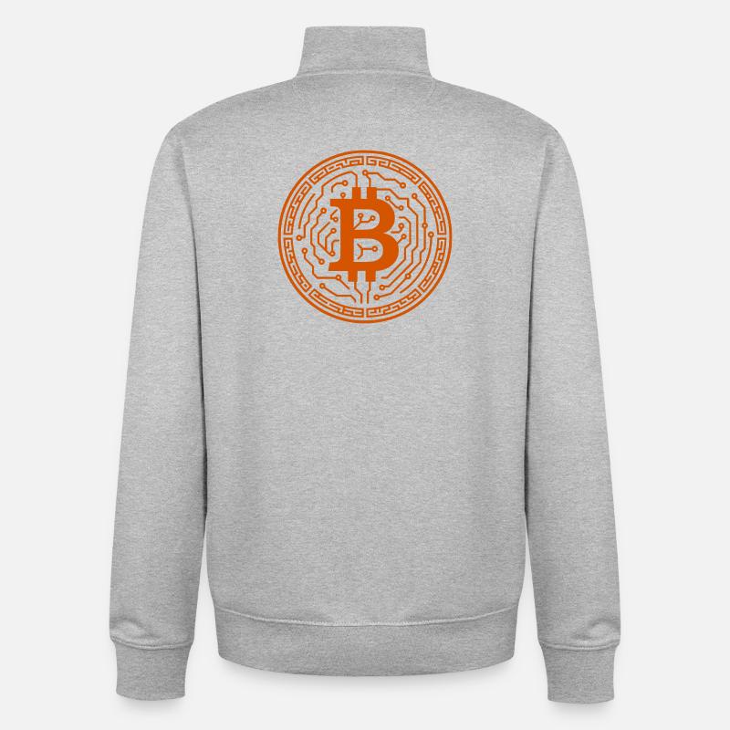 Bitcoin avec circuits - Sweat zippé unisexe en coton bio Stanley/Stella - gris chiné