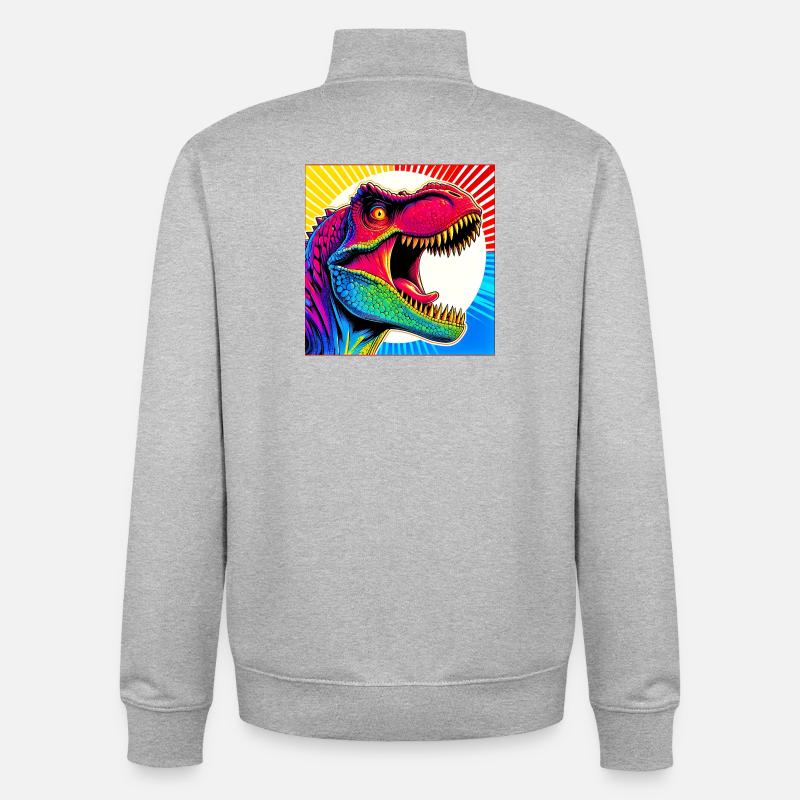 Dinosaurier - Unisex Organic Zip Sweatshirt von Stanley/Stella - Grau meliert