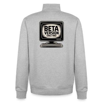 Retro Computer Beta Version Design - Unisex Organic Zip Sweatshirt by Stanley/Stella - heather grey - Back - AI Model Male 185 light (185cm)