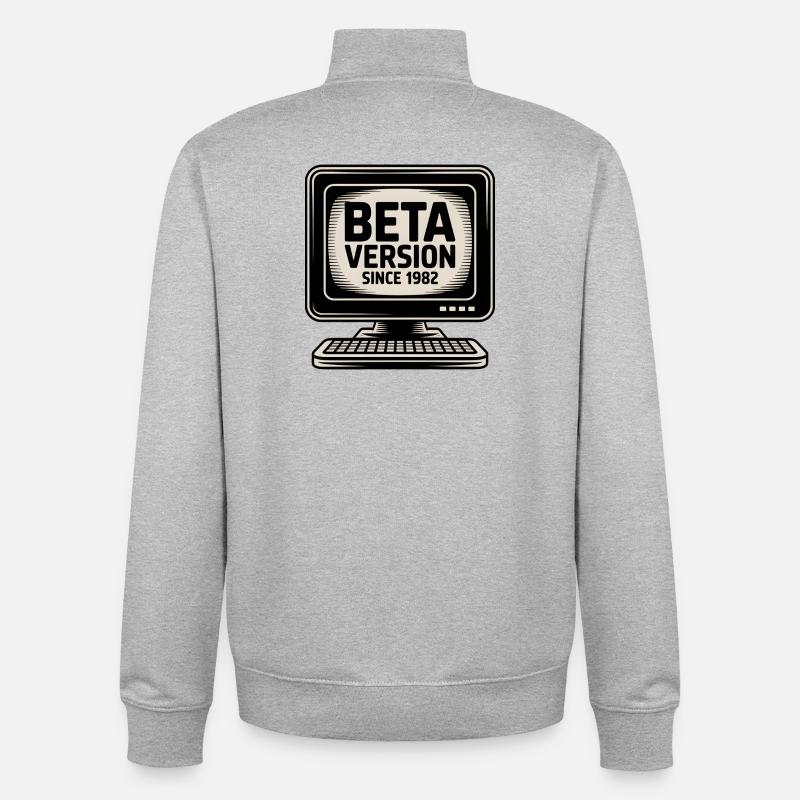 Retro Computer Beta Version Design - Unisex Organic Zip Sweatshirt von Stanley/Stella - Grau meliert