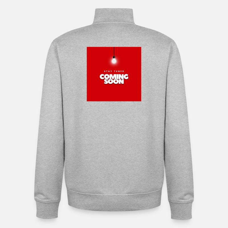 Fettes rotes Design mit Warteansage - Unisex Organic Zip Sweatshirt von Stanley/Stella - Grau meliert