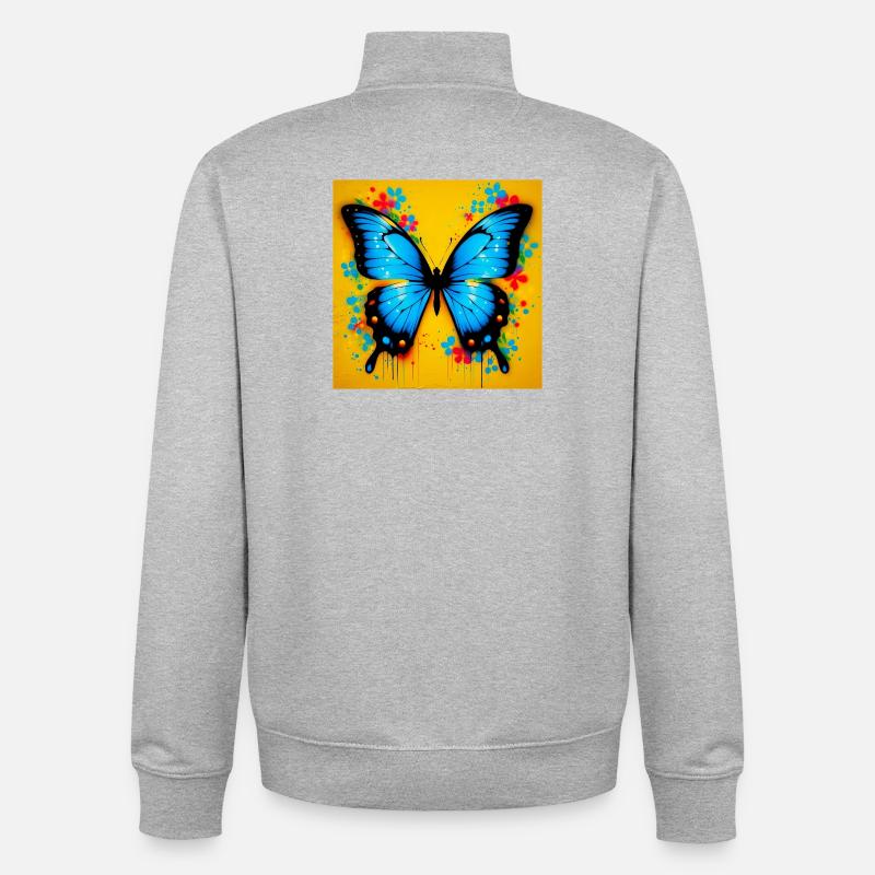 papillon - Sweat zippé unisexe en coton bio Stanley/Stella - gris chiné