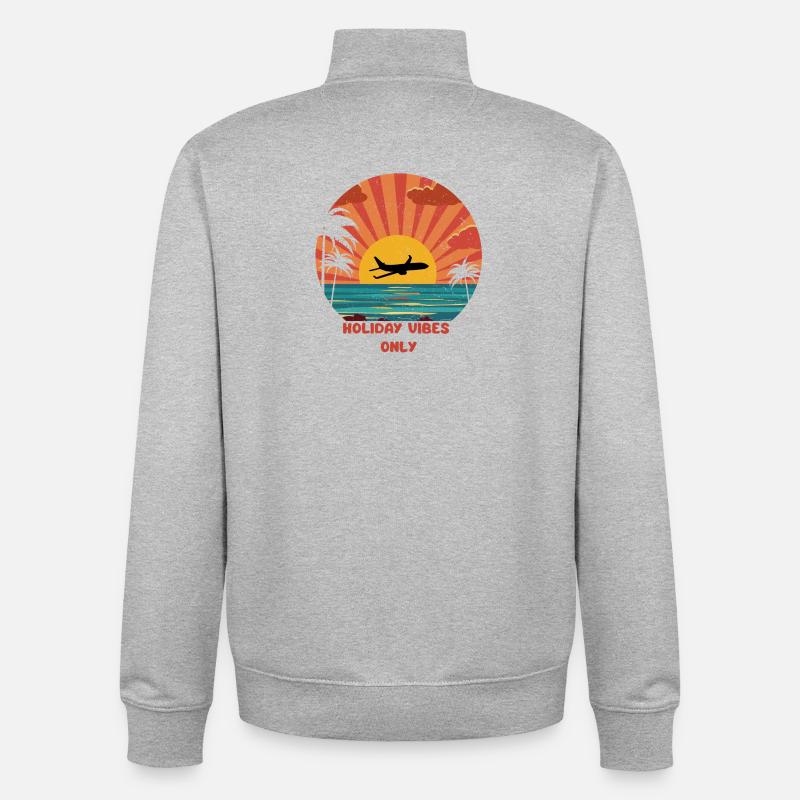 coucher de soleil avion vacances design - Sweat zippé unisexe en coton bio Stanley/Stella - gris chiné