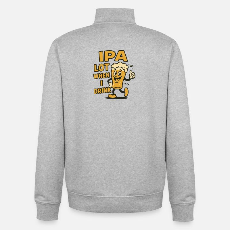 Cheerful beer drinker expression - Unisex Organic Zip Sweatshirt by Stanley/Stella - heather grey