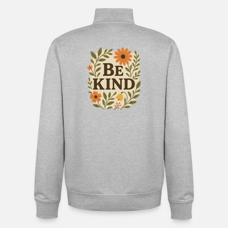 Freundliche Blumenbotschaft Sei freundlich - Unisex Organic Zip Sweatshirt von Stanley/Stella - Grau meliert