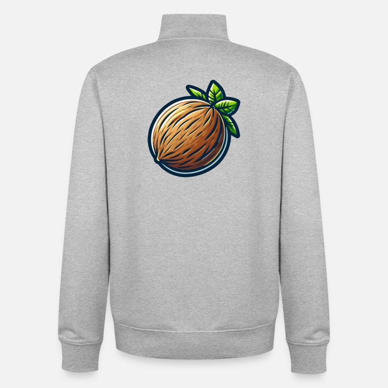 Noix tropicale dessinée - Sweat zippé unisexe en coton bio Stanley/Stella - gris chiné