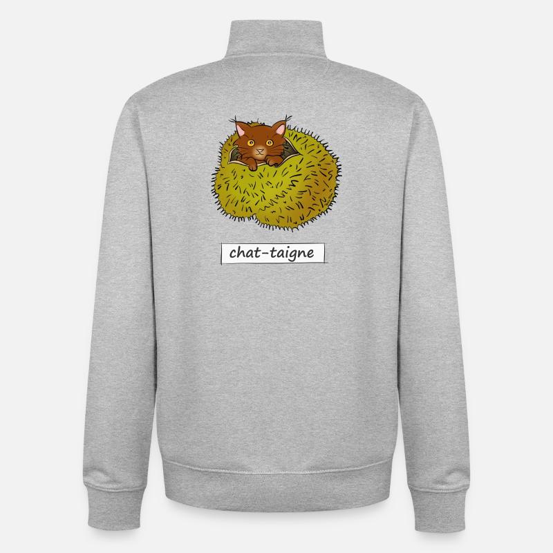 Chat-taigne - Sweat zippé unisexe en coton bio Stanley/Stella - gris chiné