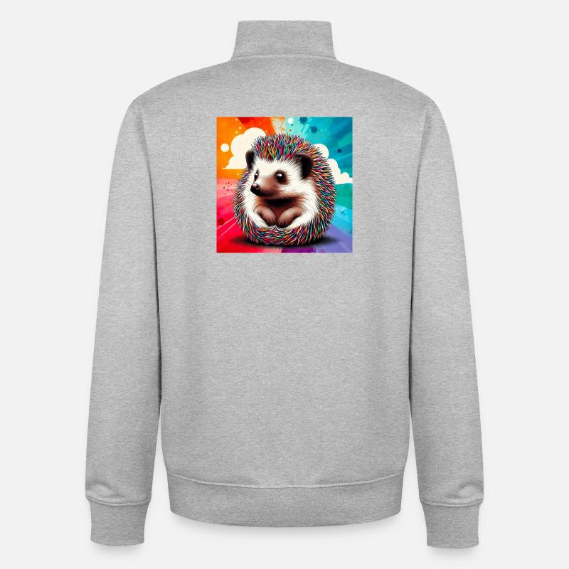 hérisson - Sweat zippé unisexe en coton bio Stanley/Stella - gris chiné