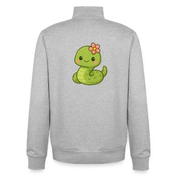 Niedliche Schlangendame mit Blume - Unisex Organic Zip Sweatshirt von Stanley/Stella - Grau meliert - Hinten - AI Model Male 185 light (185cm)