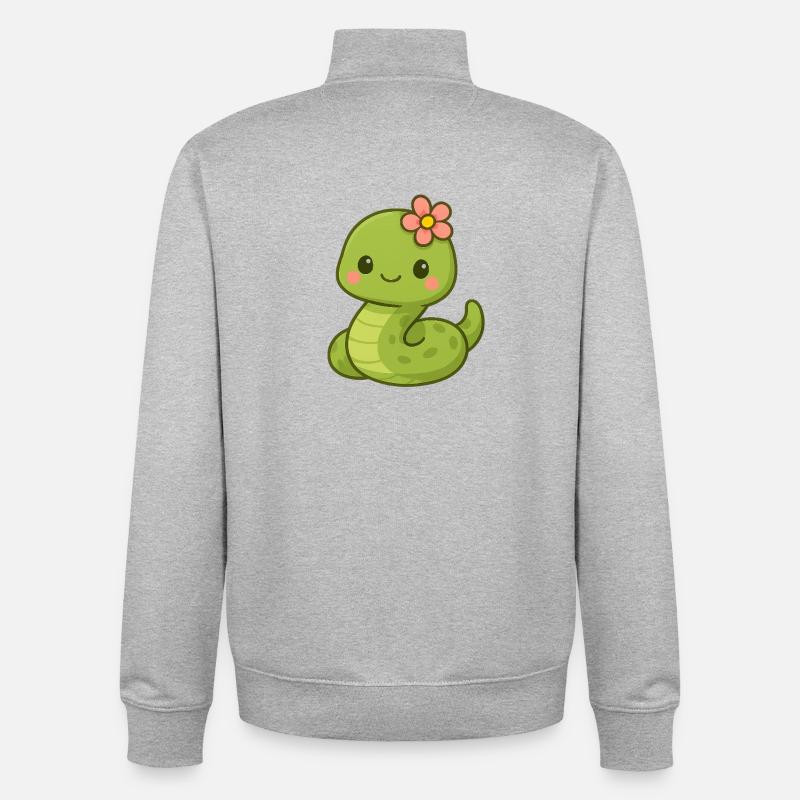 Mignon serpent dame avec fleur - Sweat zippé unisexe en coton bio Stanley/Stella - gris chiné