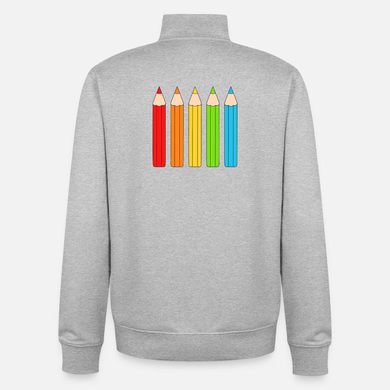 Lebendiges Farbstift-Array-Design - Unisex Organic Zip Sweatshirt von Stanley/Stella - Grau meliert