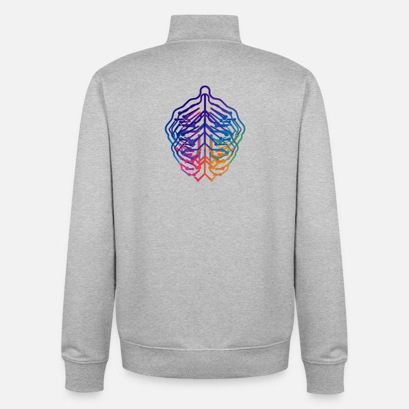 Conception de circuits neuronaux à feuilles - Sweat zippé unisexe en coton bio Stanley/Stella - gris chiné