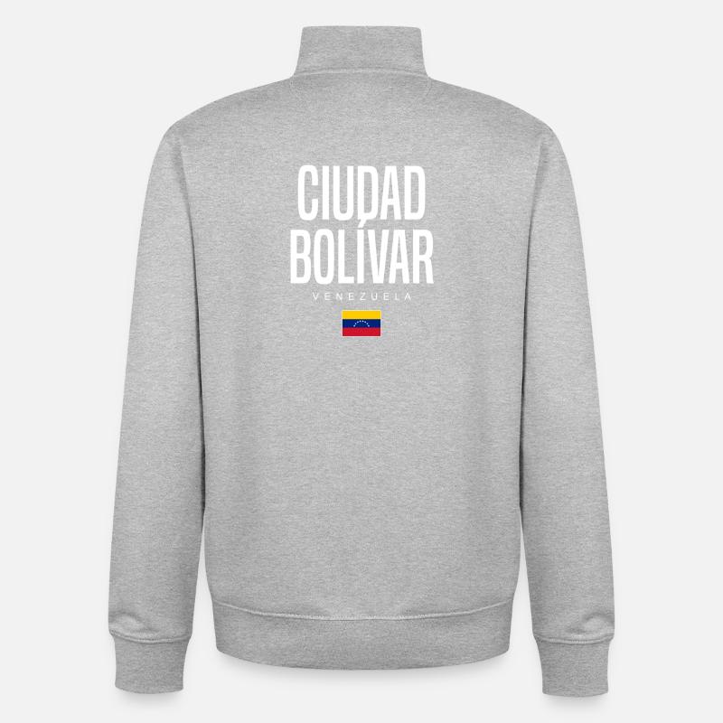 Ciudad Bolívar Venezuela - Sweat zippé unisexe en coton bio Stanley/Stella - gris chiné