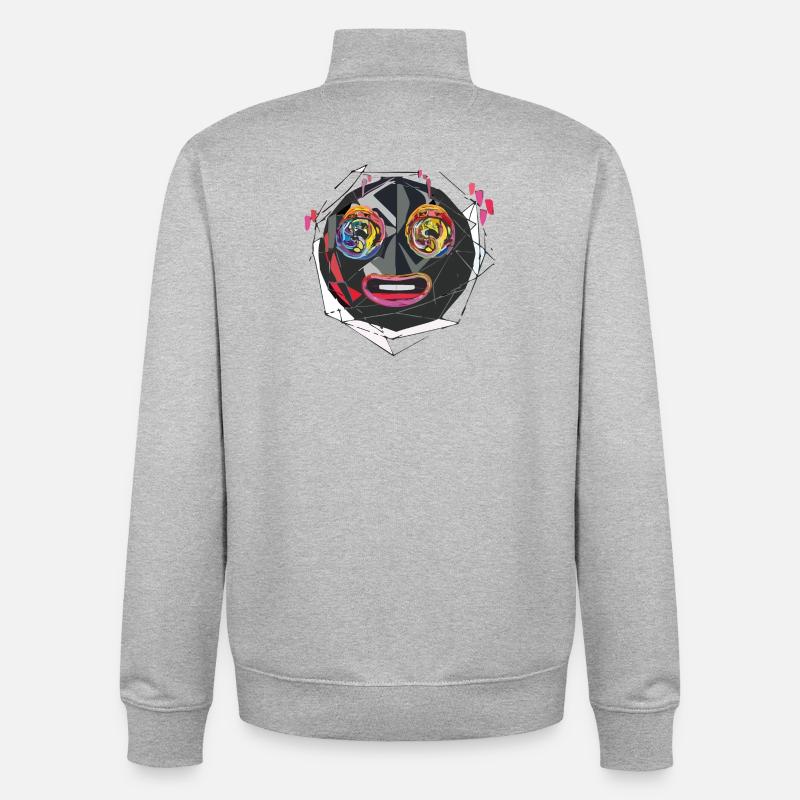 Triple Moji - Sweat zippé unisexe en coton bio Stanley/Stella - gris chiné
