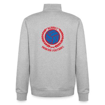 Contre le football moderne - Sweat zippé unisexe en coton bio Stanley/Stella - gris chiné - Dos - AI Model Male 185 light (185cm)