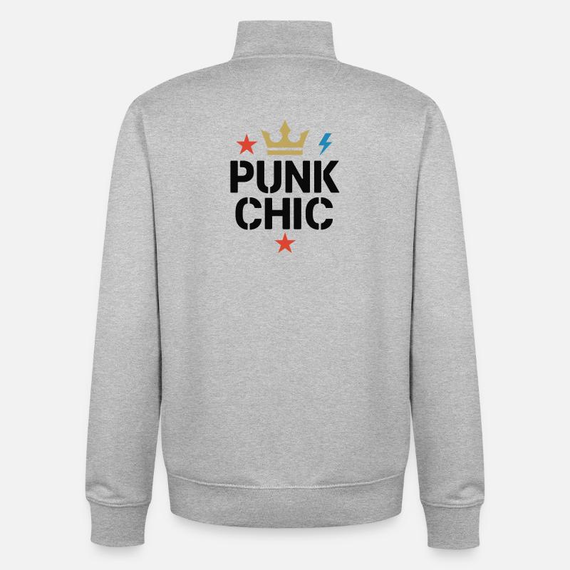 Punk Chic – Krone & Blitz - Sweat zippé unisexe en coton bio Stanley/Stella - gris chiné