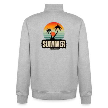 Summer Action Sunset with Palm Trees - Unisex Organic Zip Sweatshirt by Stanley/Stella - heather grey - Back - AI Model Male 185 light (185cm)