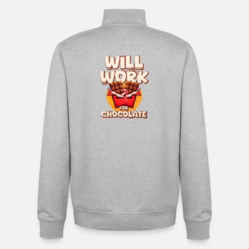 Fonctionnera pour l’illustration de chocolat - Sweat zippé unisexe en coton bio Stanley/Stella - gris chiné