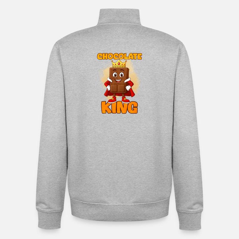 Roi du chocolat avec couronne - Sweat zippé unisexe en coton bio Stanley/Stella - gris chiné
