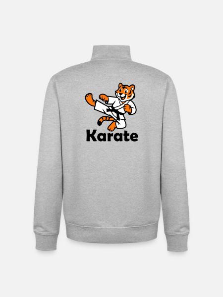 Karate Tiger - Unisex Organic Zip Sweatshirt by Stanley/Stella - heather grey
