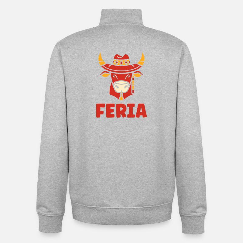 Tête de Bœuf Féria Azulejos - Sweat zippé unisexe en coton bio Stanley/Stella - gris chiné