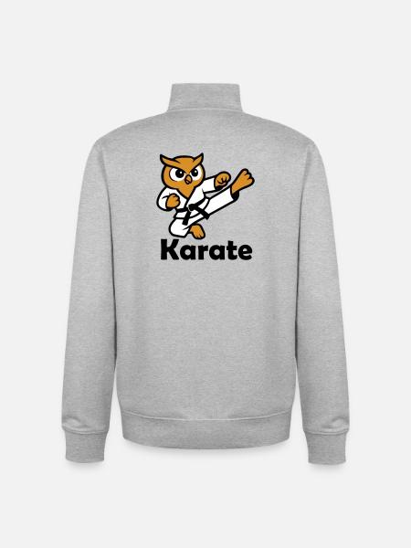 Karate Owl - Unisex Organic Zip Sweatshirt by Stanley/Stella - heather grey