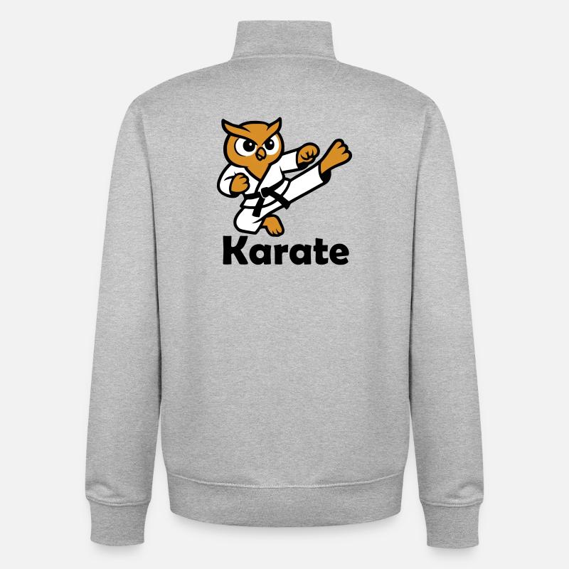 Karate Eule - Unisex Organic Zip Sweatshirt von Stanley/Stella - Grau meliert
