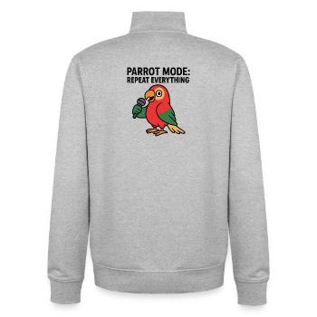 Lebendiger Papagei mit Mikrofon-Illustration - Unisex Organic Zip Sweatshirt von Stanley/Stella - Grau meliert - Hinten - AI Model Male 185 light (185cm)