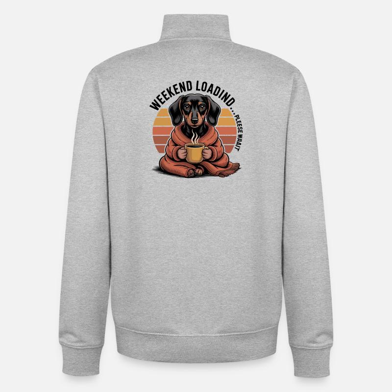 Teckel café douillet - Sweat zippé unisexe en coton bio Stanley/Stella - gris chiné