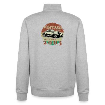 20. Geburtstag - Klassiker - Vintage since 09/2005 - Unisex Organic Zip Sweatshirt von Stanley/Stella - Grau meliert - Hinten - AI Model Male 185 light (185cm)