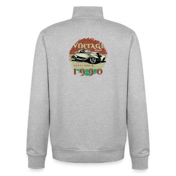 35th Birthday - Classic - Vintage since 09/1990 - Unisex Organic Zip Sweatshirt by Stanley/Stella - heather grey - Back - AI Model Male 185 light (185cm)