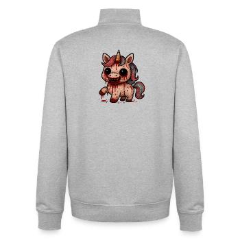 Bloody Horror Unicorn - Unisex Organic Zip Sweatshirt by Stanley/Stella - heather grey - Back - AI Model Male 185 light (185cm)