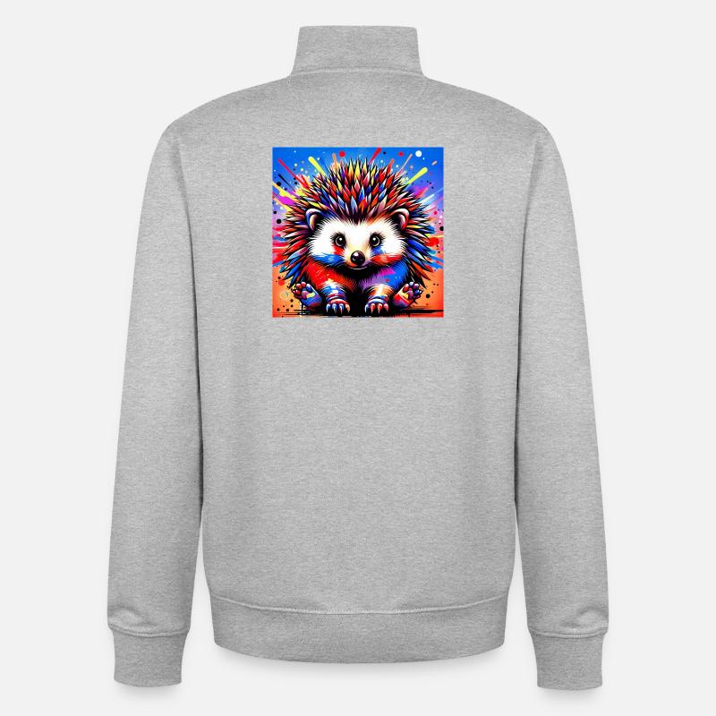 hérisson - Sweat zippé unisexe en coton bio Stanley/Stella - gris chiné