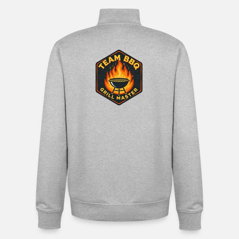 Illustration de Chef Grill BBQ - Sweat zippé unisexe en coton bio Stanley/Stella - gris chiné
