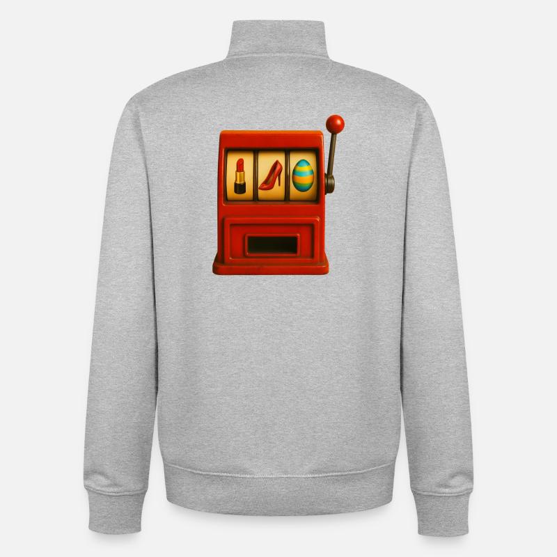 Einarmiger Bandit mit Accessoires  - Unisex Organic Zip Sweatshirt von Stanley/Stella - Grau meliert