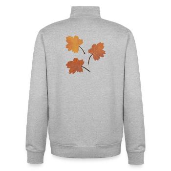 Autumn Maple Leaf Pattern for Cozy Apparel - Unisex Organic Zip Sweatshirt by Stanley/Stella - heather grey - Back - AI Model Male 185 light (185cm)