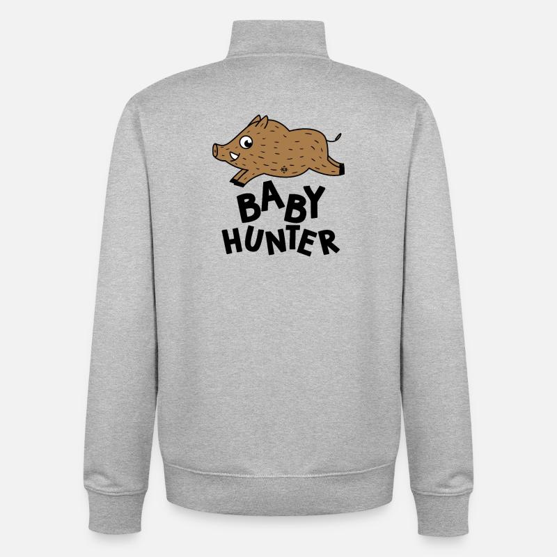 bébé chasseur pour naissance grossesse chasse - Sweat zippé unisexe en coton bio Stanley/Stella - gris chiné