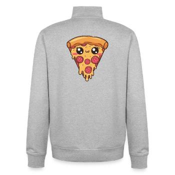 Kawaii Pizzastück Essensliebhaber - Unisex Organic Zip Sweatshirt von Stanley/Stella - Grau meliert - Hinten - AI Model Male 185 light (185cm)