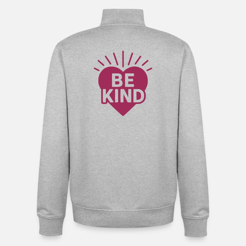 Herz mit Be Kind Botschaft - Unisex Organic Zip Sweatshirt von Stanley/Stella - Grau meliert