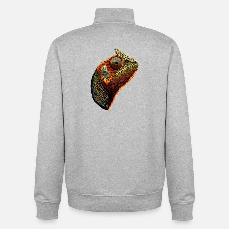 Chameleon Lizard Reptile Chameleon Iguana Lizard - Unisex Organic Zip Sweatshirt by Stanley/Stella - heather grey