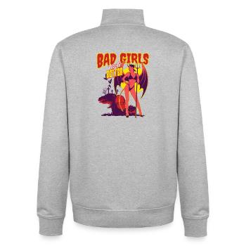 Les mauvaises filles ont meilleur goût que les filles tatouées B - Sweat zippé unisexe en coton bio Stanley/Stella - gris chiné - Dos - AI Model Male 185 light (185cm)
