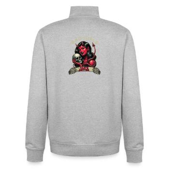 Les mauvaises filles ont meilleur goût que les filles tatouées B - Sweat zippé unisexe en coton bio Stanley/Stella - gris chiné - Dos - AI Model Male 185 light (185cm)