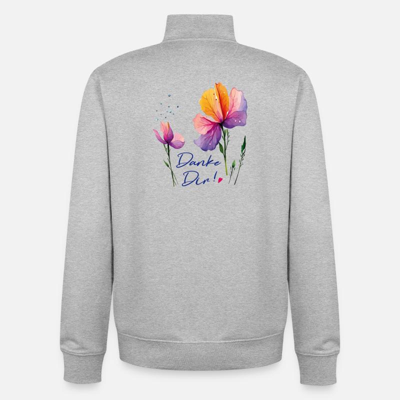  Danke Dir - Unisex Organic Zip Sweatshirt von Stanley/Stella - Grau meliert