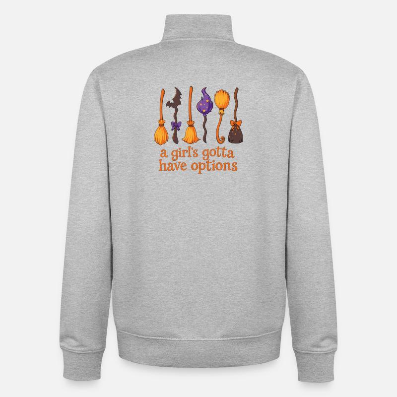 Sorcière Balai Magique Citation Design - Sweat zippé unisexe en coton bio Stanley/Stella - gris chiné