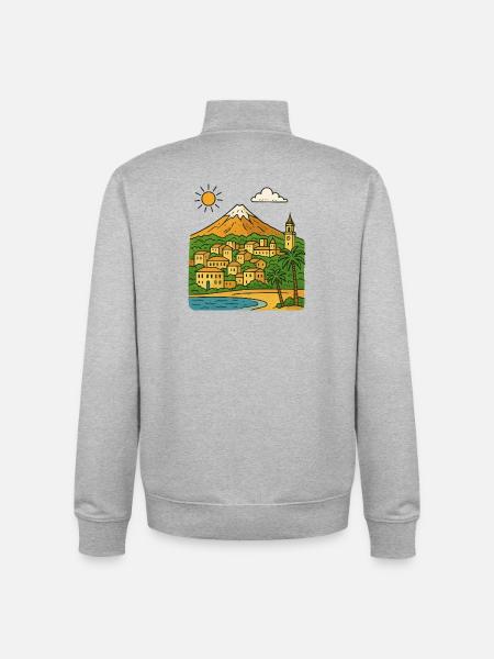 Farbige Stadtlandschaft von Teneriffa - Unisex Organic Zip Sweatshirt von Stanley/Stella - Grau meliert
