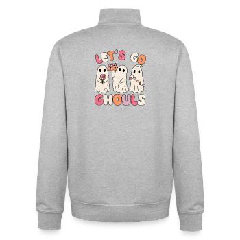 Allons goules groovy fantôme avec des fleurs vintage - Sweat zippé unisexe en coton bio Stanley/Stella - gris chiné - Dos - AI Model Male 185 light (185cm)