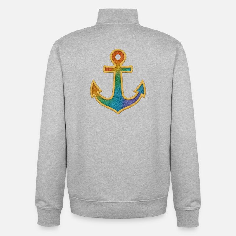 Leuchtender Anker in Regenbogenfarben - Unisex Organic Zip Sweatshirt von Stanley/Stella - Grau meliert