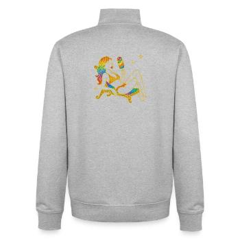 Glitzernde Einhorn-Fantasie mit Regenbogen - Unisex Organic Zip Sweatshirt von Stanley/Stella - Grau meliert - Hinten - AI Model Male 185 light (185cm)